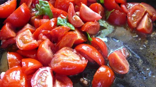 cherry tomatoes quickly sautee with olive oil and garlic