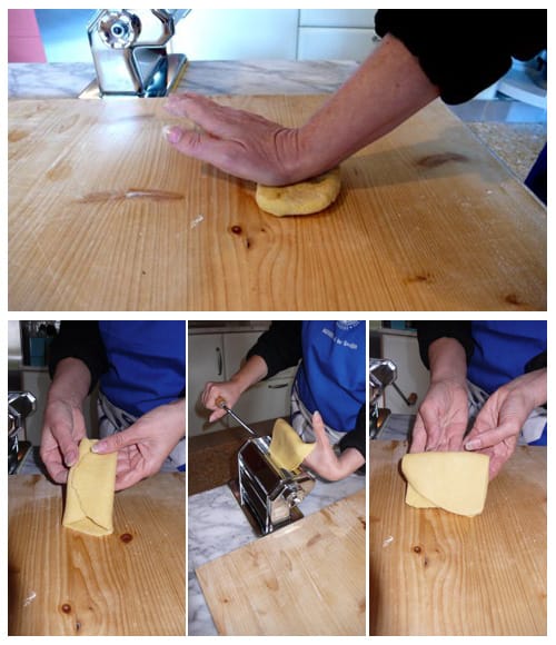how to fold and feed pasta dough through a pasta machine