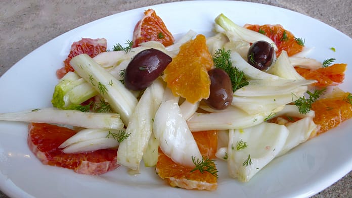 Italian fennel orange olive salad