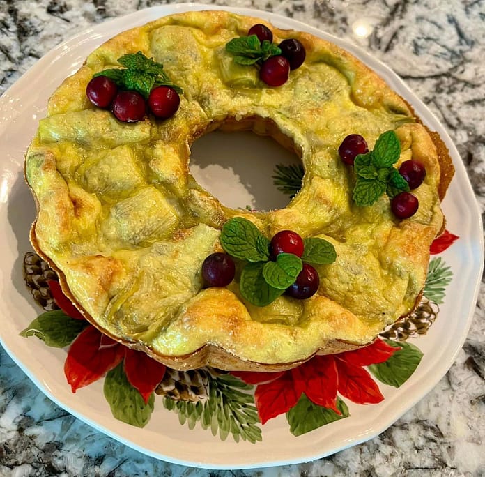 artichokes flan made with cheese and eggs