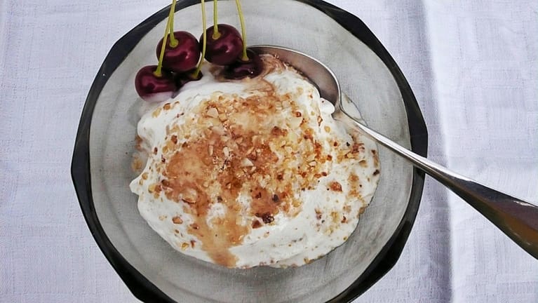 homemade Italian gelato with salted almond praline
