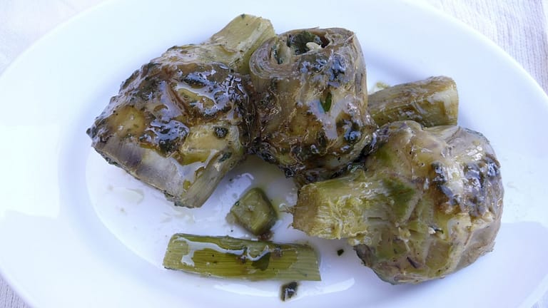 artichokes braised in olive oil mint parsley garlic alla romana