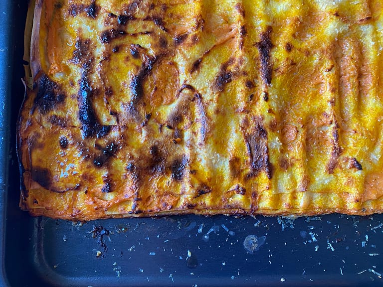 homemade lasagna with squash and ricotta cheese