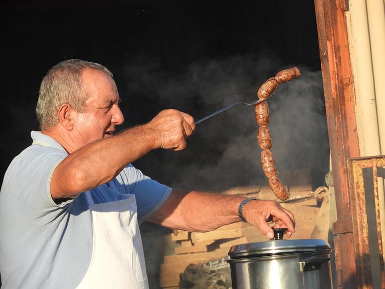 sausage barbecue in the Italian countryside
