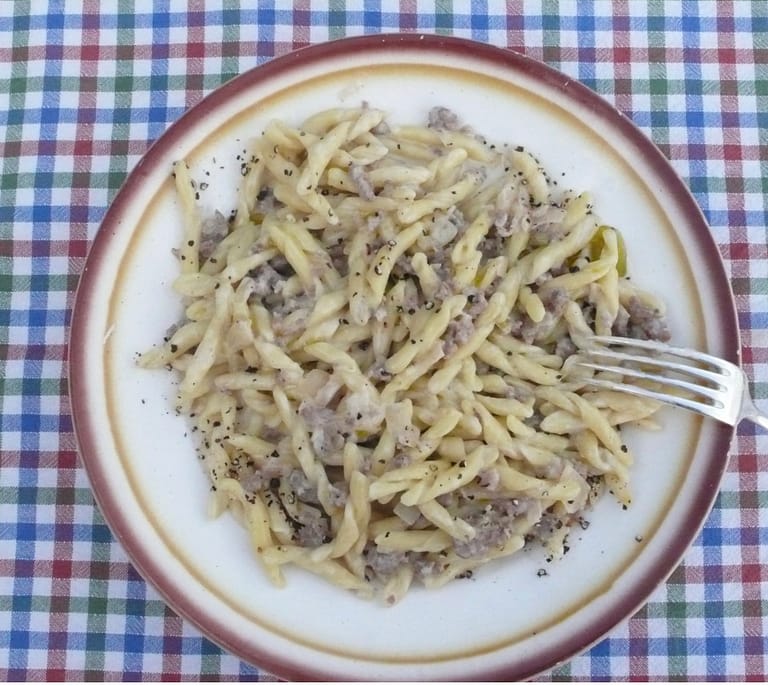 Creamy norcina pasta sauce with pork sausage