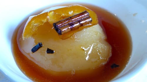 Pears poached in Vin Santo