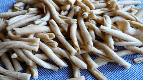 strozzapreti pasta made with farro flour recipe